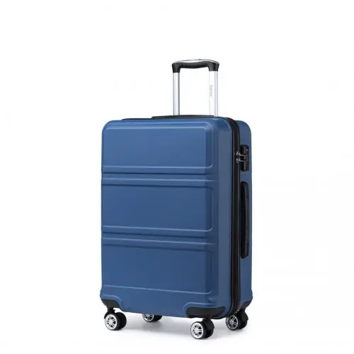 K1871-1L - Kono ABS 24 Inch Sculpted Horizontal Design Suitcase - Navy Blue by All Mart Bristol Ltd
