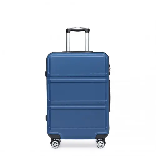 K1871-1L - Kono ABS 24 Inch Sculpted Horizontal Design Suitcase - Navy Blue by All Mart Bristol Ltd