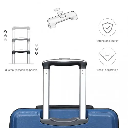K1871-1L - Kono ABS 24 Inch Sculpted Horizontal Design Suitcase - Navy Blue by All Mart Bristol Ltd