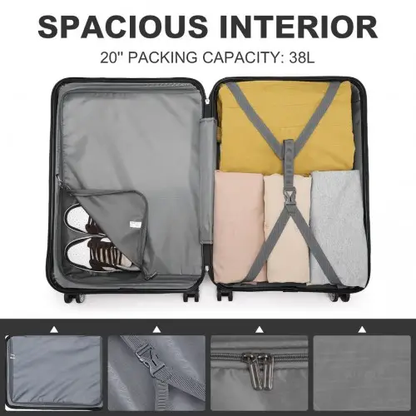 K1871-1L - Kono ABS 24 Inch Sculpted Horizontal Design Suitcase - Navy Blue by All Mart Bristol Ltd