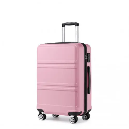K1871-1L - Kono ABS 24 Inch Sculpted Horizontal Design Suitcase - Pink by All Mart Bristol Ltd