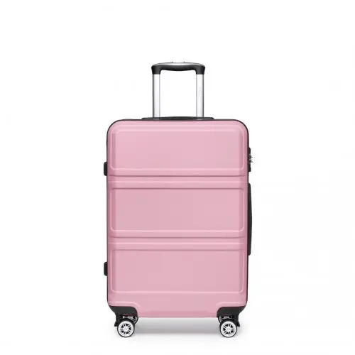K1871-1L - Kono ABS 24 Inch Sculpted Horizontal Design Suitcase - Pink by All Mart Bristol Ltd