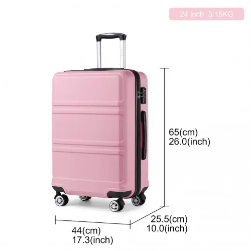 K1871-1L - Kono ABS 24 Inch Sculpted Horizontal Design Suitcase - Pink by All Mart Bristol Ltd