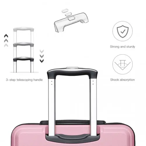 K1871-1L - Kono ABS 24 Inch Sculpted Horizontal Design Suitcase - Pink by All Mart Bristol Ltd