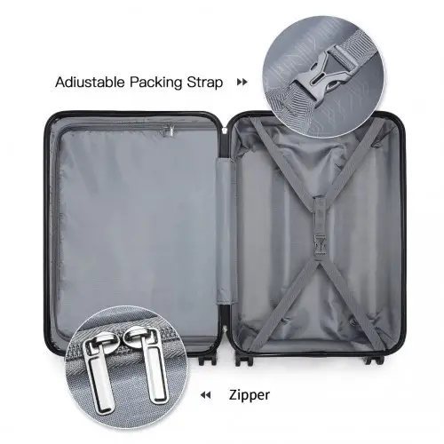 K1871-1L - Kono ABS 24 Inch Sculpted Horizontal Design Suitcase - Pink by All Mart Bristol Ltd