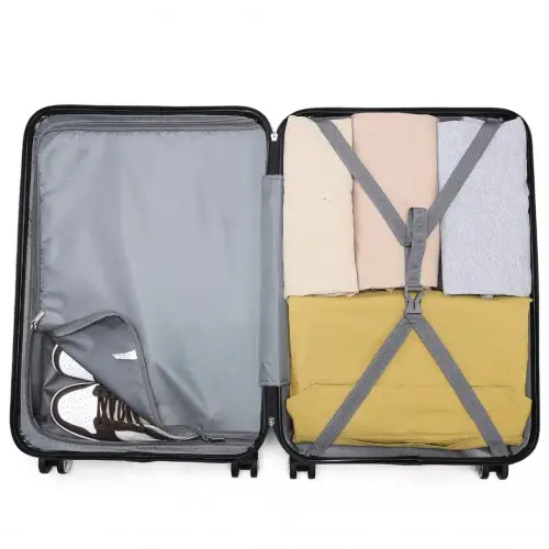 K1871-1L - Kono ABS 24 Inch Sculpted Horizontal Design Suitcase - Pink by All Mart Bristol Ltd