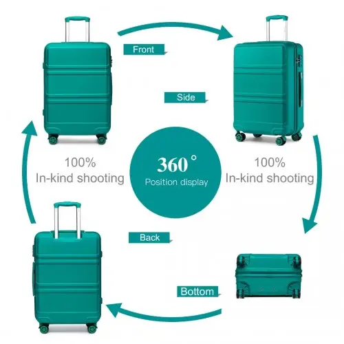 K1871-1L - Kono ABS 20 Inch Sculpted Horizontal Design Cabin Luggage - Teal by All Mart Bristol Ltd