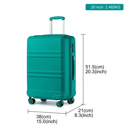 K1871-1L - Kono ABS 20 Inch Sculpted Horizontal Design Cabin Luggage - Teal by All Mart Bristol Ltd
