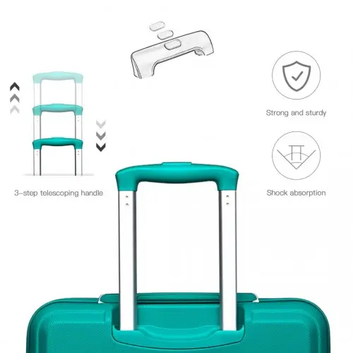 K1871-1L - Kono ABS 20 Inch Sculpted Horizontal Design Cabin Luggage - Teal by All Mart Bristol Ltd
