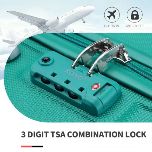 K1871-1L - Kono ABS 20 Inch Sculpted Horizontal Design Cabin Luggage - Teal by All Mart Bristol Ltd