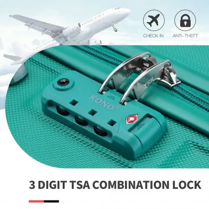 K1871-1L - Kono ABS 20 Inch Sculpted Horizontal Design Cabin Luggage - Teal by All Mart Bristol Ltd