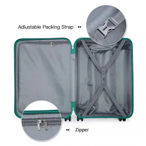 K1871-1L - Kono ABS 20 Inch Sculpted Horizontal Design Cabin Luggage - Teal by All Mart Bristol Ltd