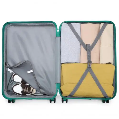K1871-1L - Kono ABS 20 Inch Sculpted Horizontal Design Cabin Luggage - Teal by All Mart Bristol Ltd