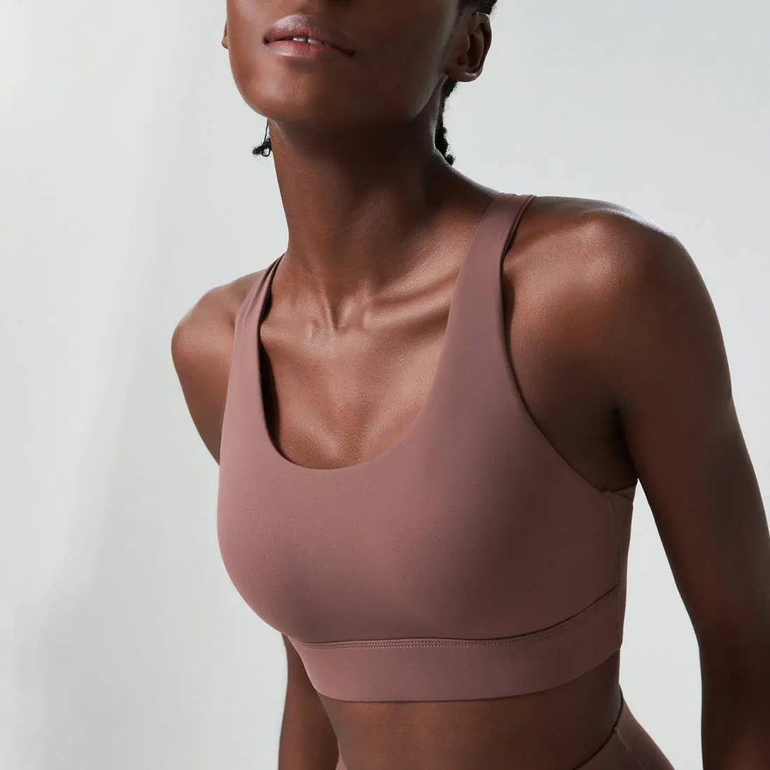 Solid Color Adjustable Back-Buckle Sports Bra by Me & I