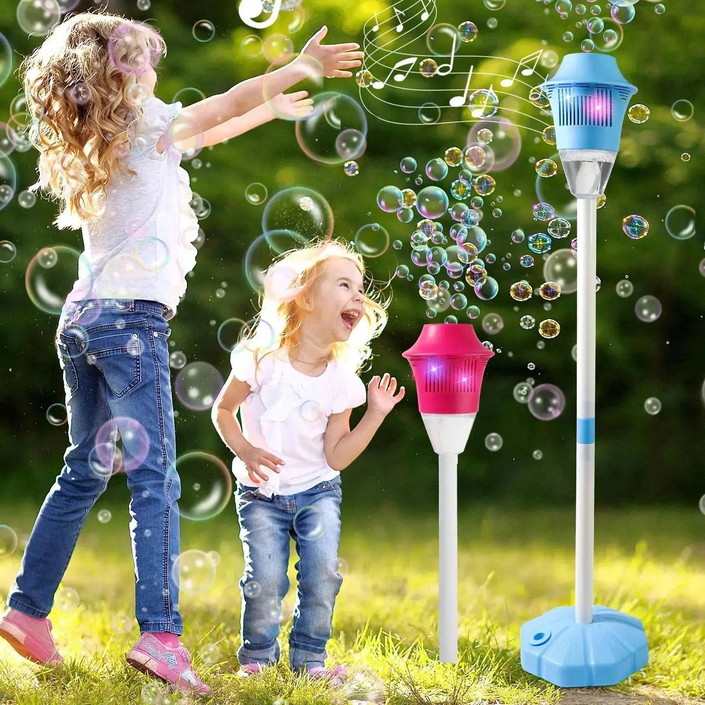 【Summervibes】Bubble Maker Toy for Kids Automatic Bubble Blaster with Music & Lights Adjustable Height Perfect for Outdoor & Partymassive Bubbles by All Mart Bristol Ltd