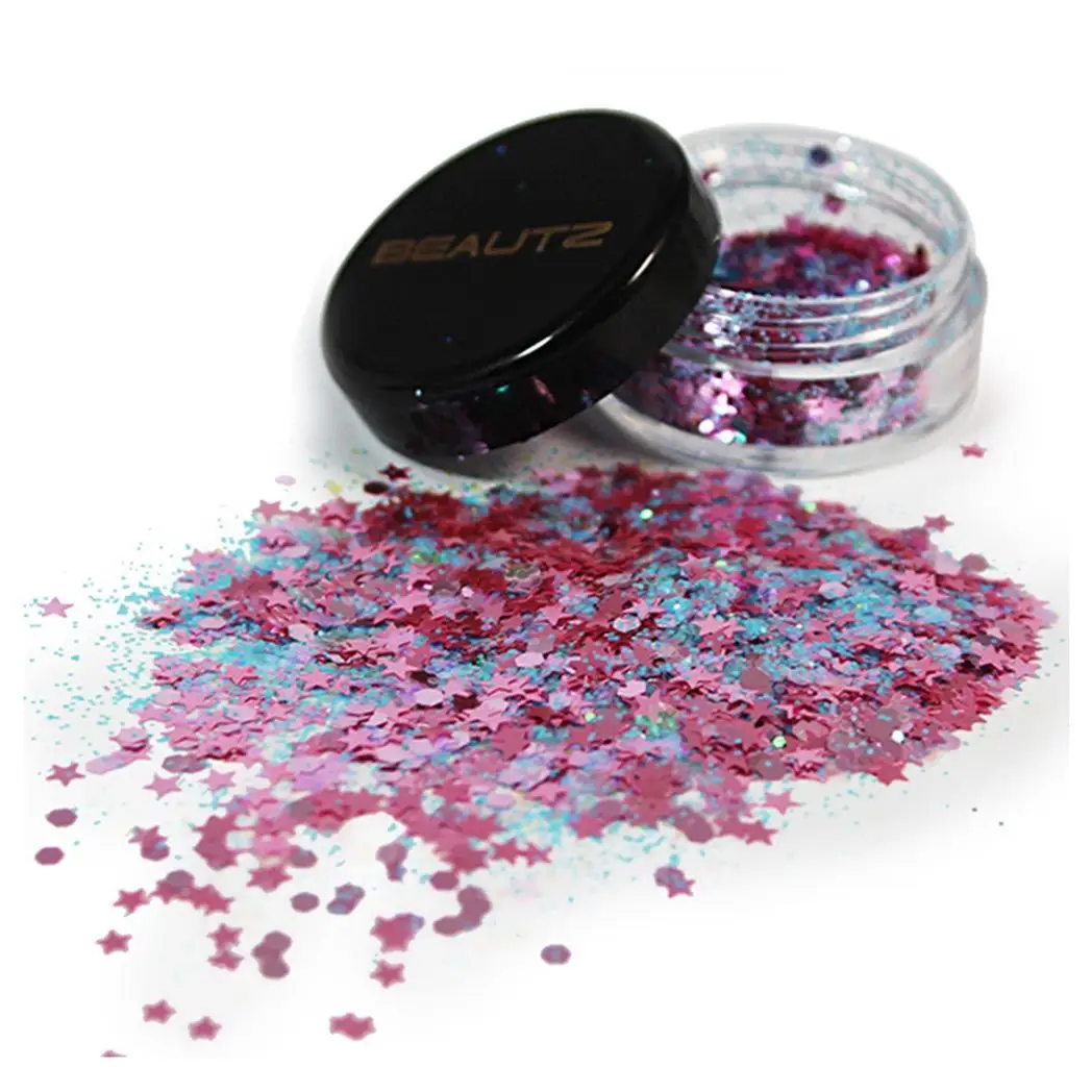 Beautz Chunky Glitter Available in 5 Varieties 10ml pot with 5g of Cosmetic Glit[Fairy] by Beautz