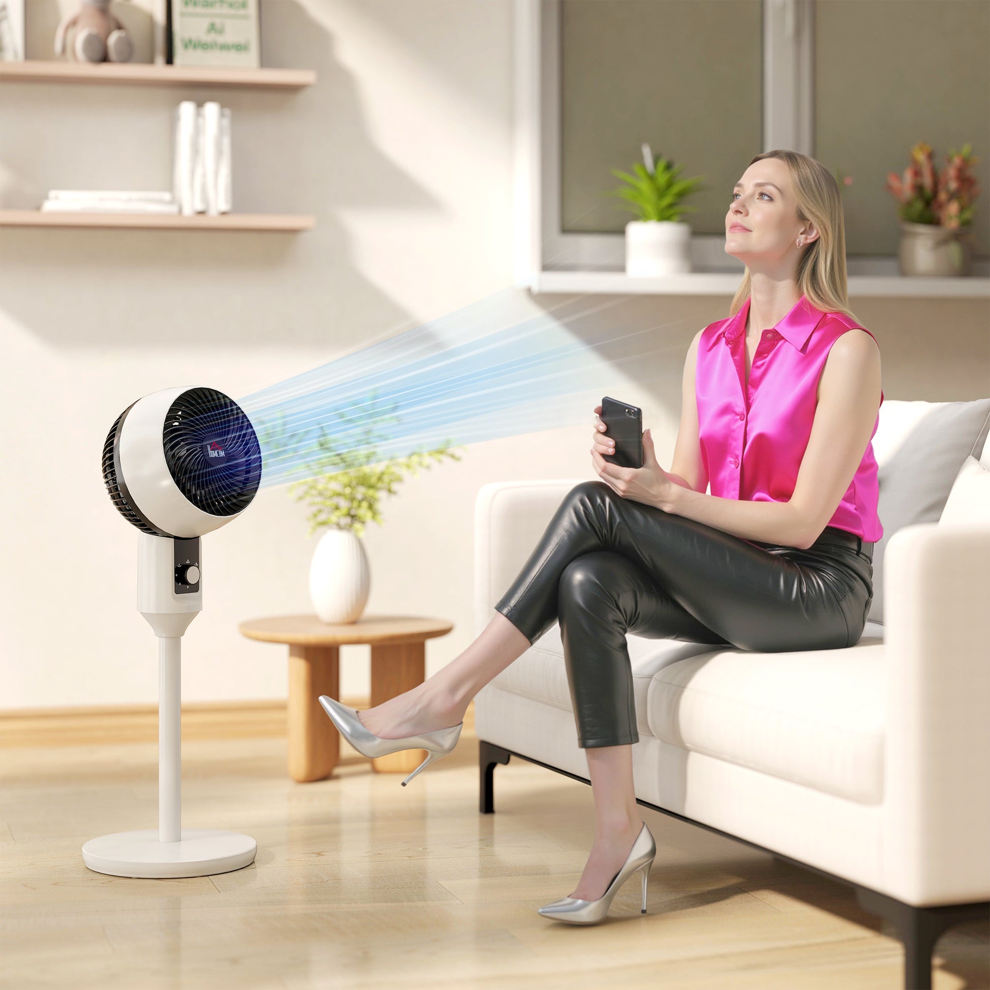 32 Inch Air Circulator Fan 70 Oscillation Carry Handle Black White HOMCOM by Unbranded