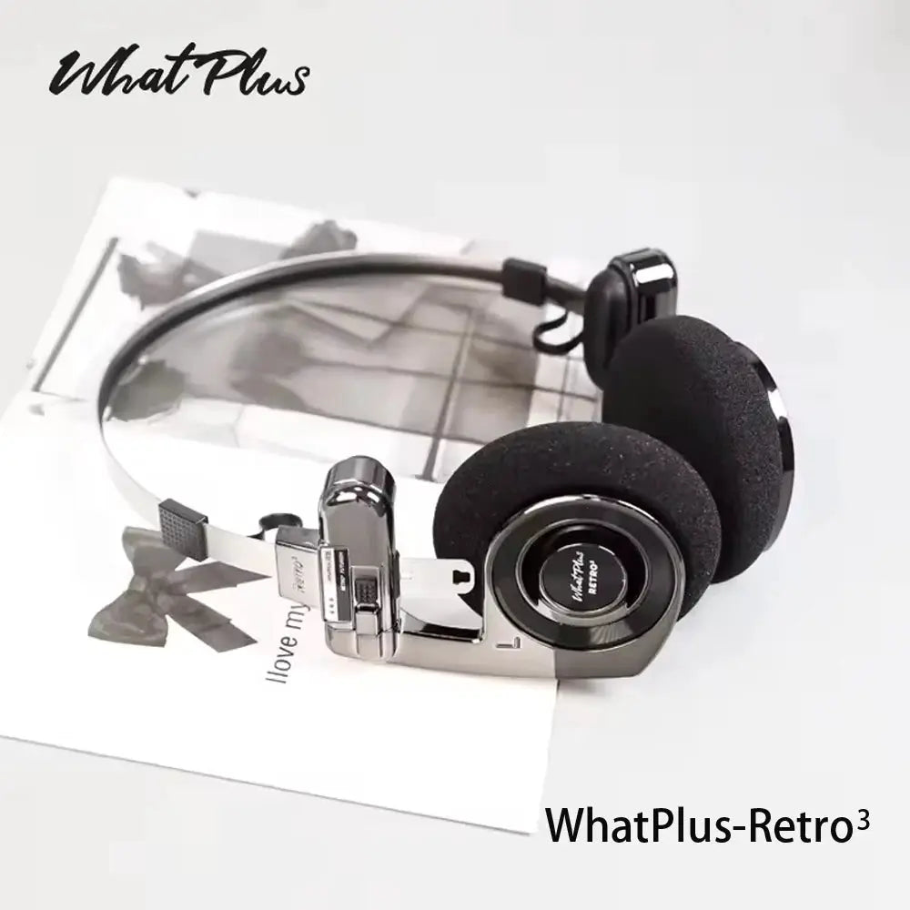 2026 WhatPlus RETRO R3 Bluetooth Earphones Headworn Wireless Portable Small Classic Fashion Headset 40mm Dynamic-unit Headphones by All Mart Bristol Ltd