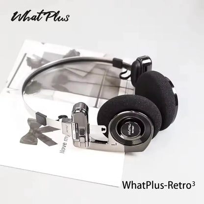 2026 WhatPlus RETRO R3 Bluetooth Earphones Headworn Wireless Portable Small Classic Fashion Headset 40mm Dynamic-unit Headphones by All Mart Bristol Ltd