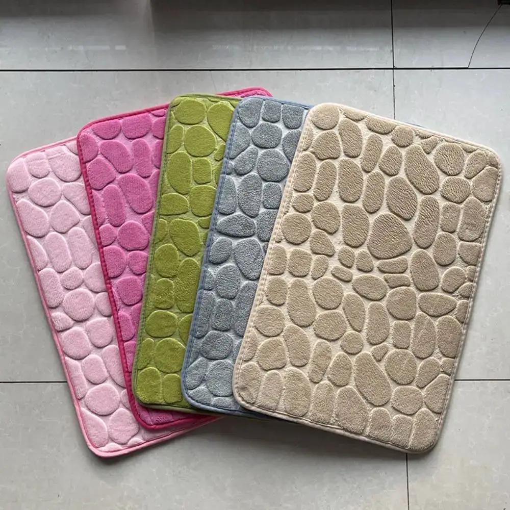 Cobblestone Embossed Bath Mat Non-Slip Carpets Water Absorption Washable Bathtub Floor Rug Shower Doormat Bathroom Decor by All Mart Bristol Ltd