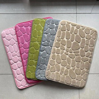 Cobblestone Embossed Bath Mat Non-Slip Carpets Water Absorption Washable Bathtub Floor Rug Shower Doormat Bathroom Decor by All Mart Bristol Ltd