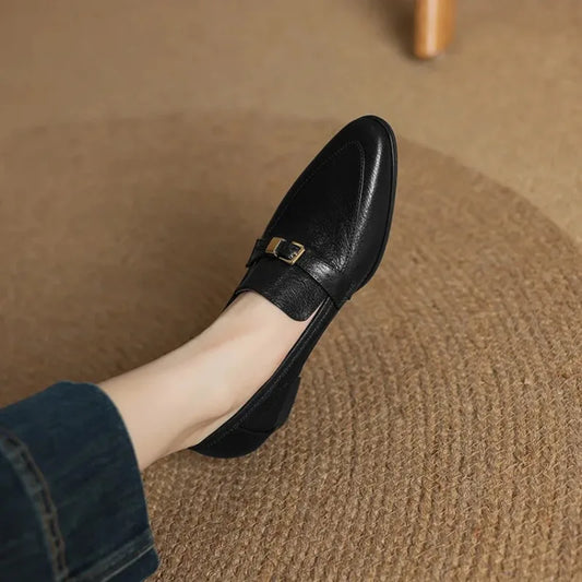 Autumn Women Loafers Casual Slip On Shoes Genuine Leather Daily Wear Fashionable Low Heeled Black And Brown, Sizes 34 To 43 by All Mart Bristol Ltd