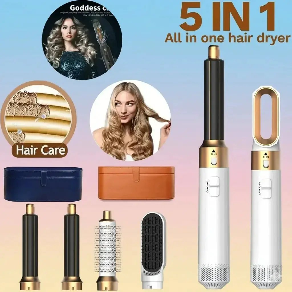 5 in 1 Hair Dryer Brush and Styler Kit Professional Hot Air Comb Curling Iron Hair Straightener for Volumizing and Styling by All Mart Bristol Ltd