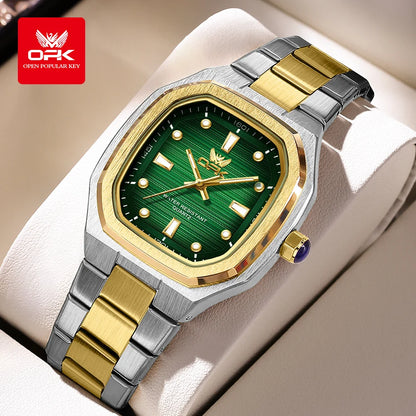 OPK 6044 Original Men Watches Stainless steel Waterproof New Men's Watch Square Dial Luminous Quartz Watch for Men by All Mart Bristol Ltd