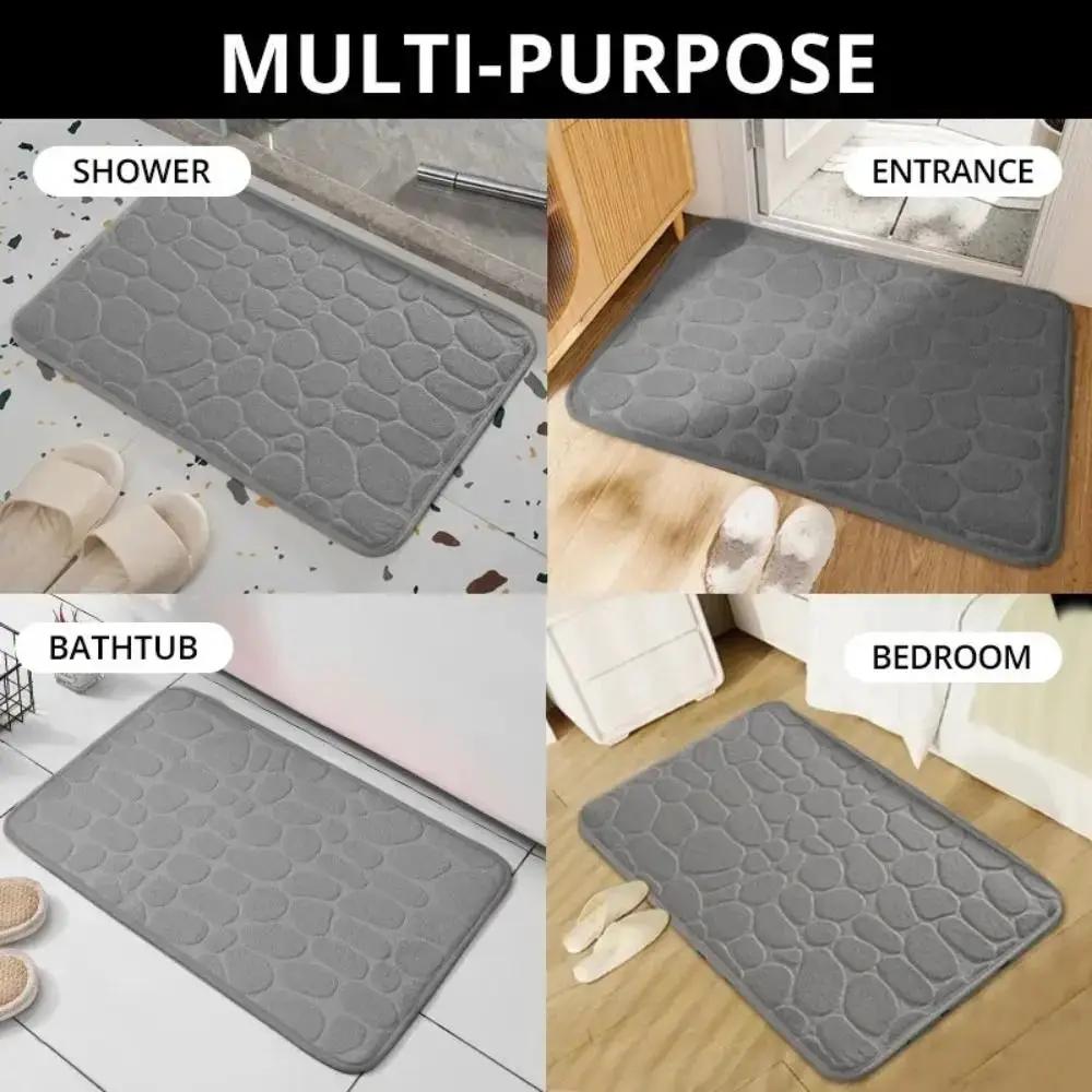 Cobblestone Embossed Bath Mat Non-Slip Carpets Water Absorption Washable Bathtub Floor Rug Shower Doormat Bathroom Decor by All Mart Bristol Ltd