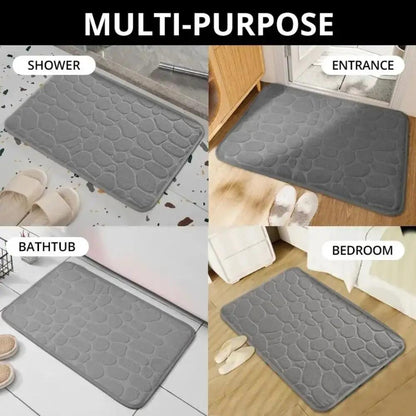 Cobblestone Embossed Bath Mat Non-Slip Carpets Water Absorption Washable Bathtub Floor Rug Shower Doormat Bathroom Decor by All Mart Bristol Ltd
