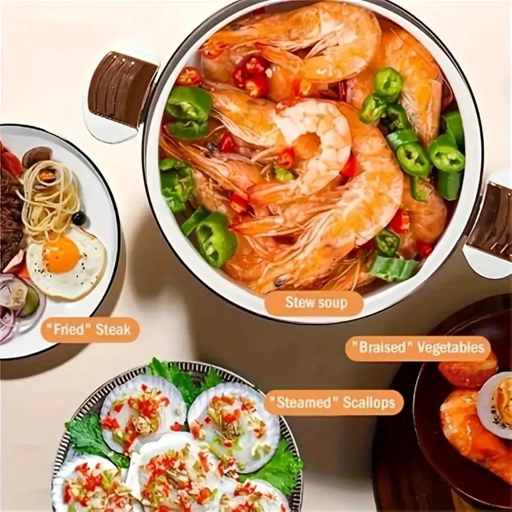 Enamel Cooking Pots Large-Capacity Double-Handled Stew Pot Non-Stick Multifunctional Home Pot Suitable Pots for the Kitchen by All Mart Bristol Ltd