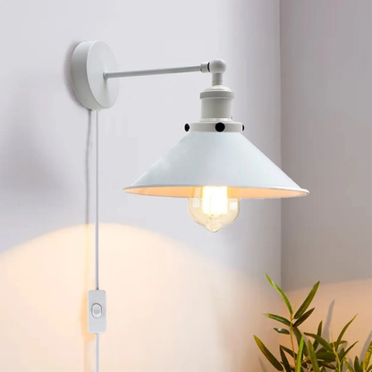 Modern White Plug-In Wall Sconce with Lamp Shade ~1279 by All Mart Bristol Ltd