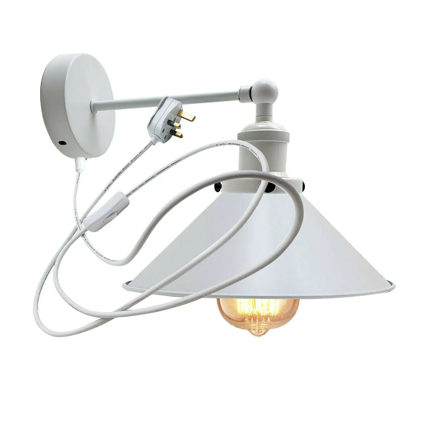 Modern White Plug-In Wall Sconce with Lamp Shade ~1279 by All Mart Bristol Ltd