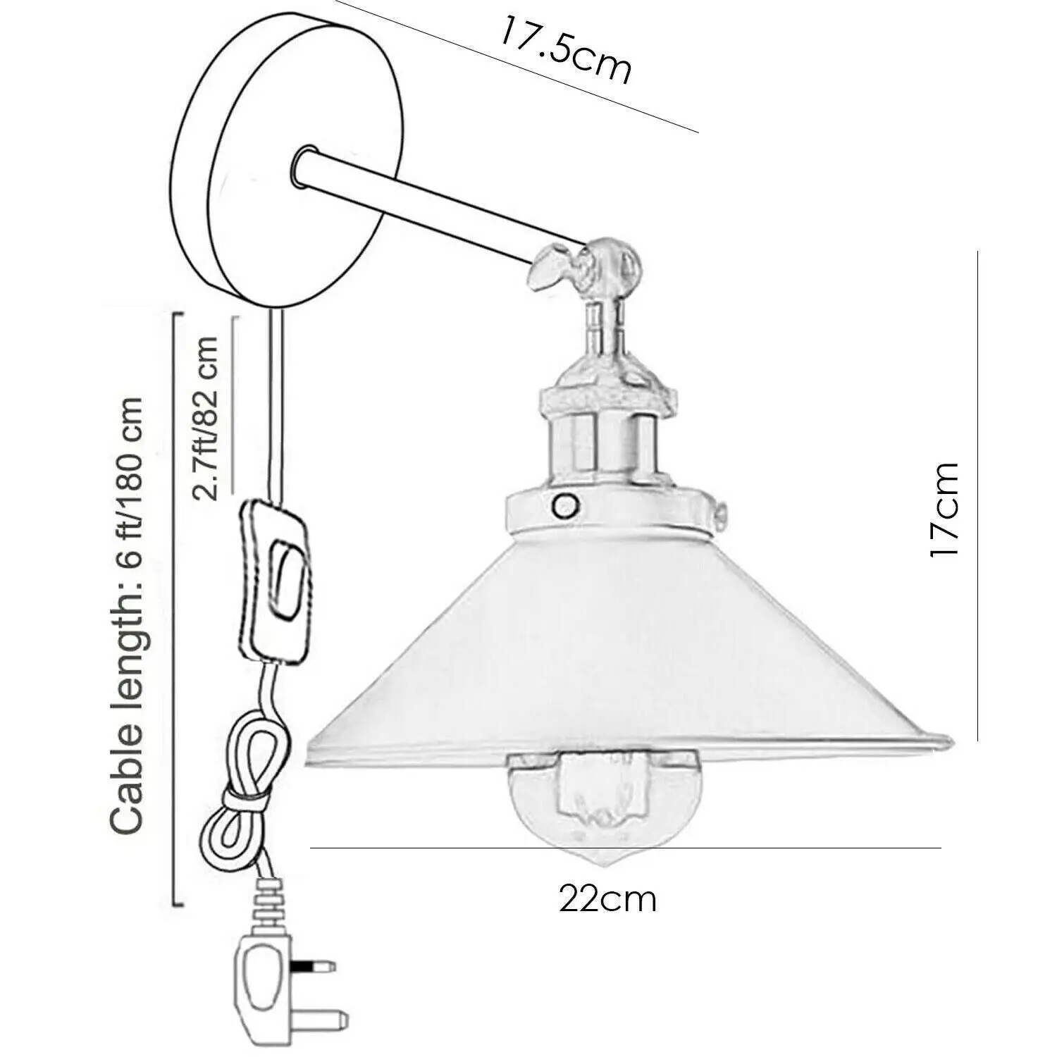 Modern White Plug-In Wall Sconce with Lamp Shade ~1279 by All Mart Bristol Ltd