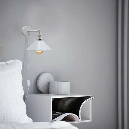 Modern White Plug-In Wall Sconce with Lamp Shade ~1279 by All Mart Bristol Ltd