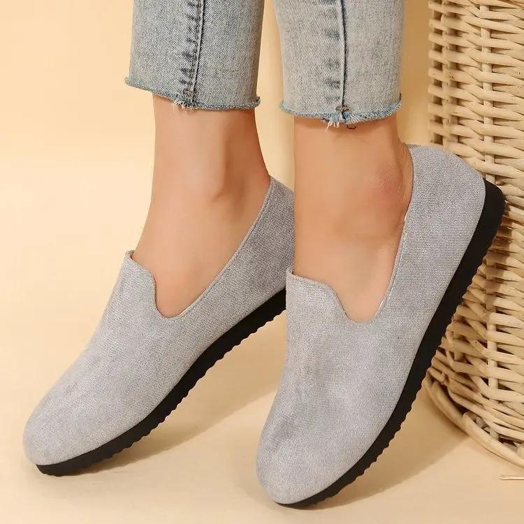 Spring Autumn New Style Slip-on Shoes Flat Solid Color Round Toe For Women by Dropshipman