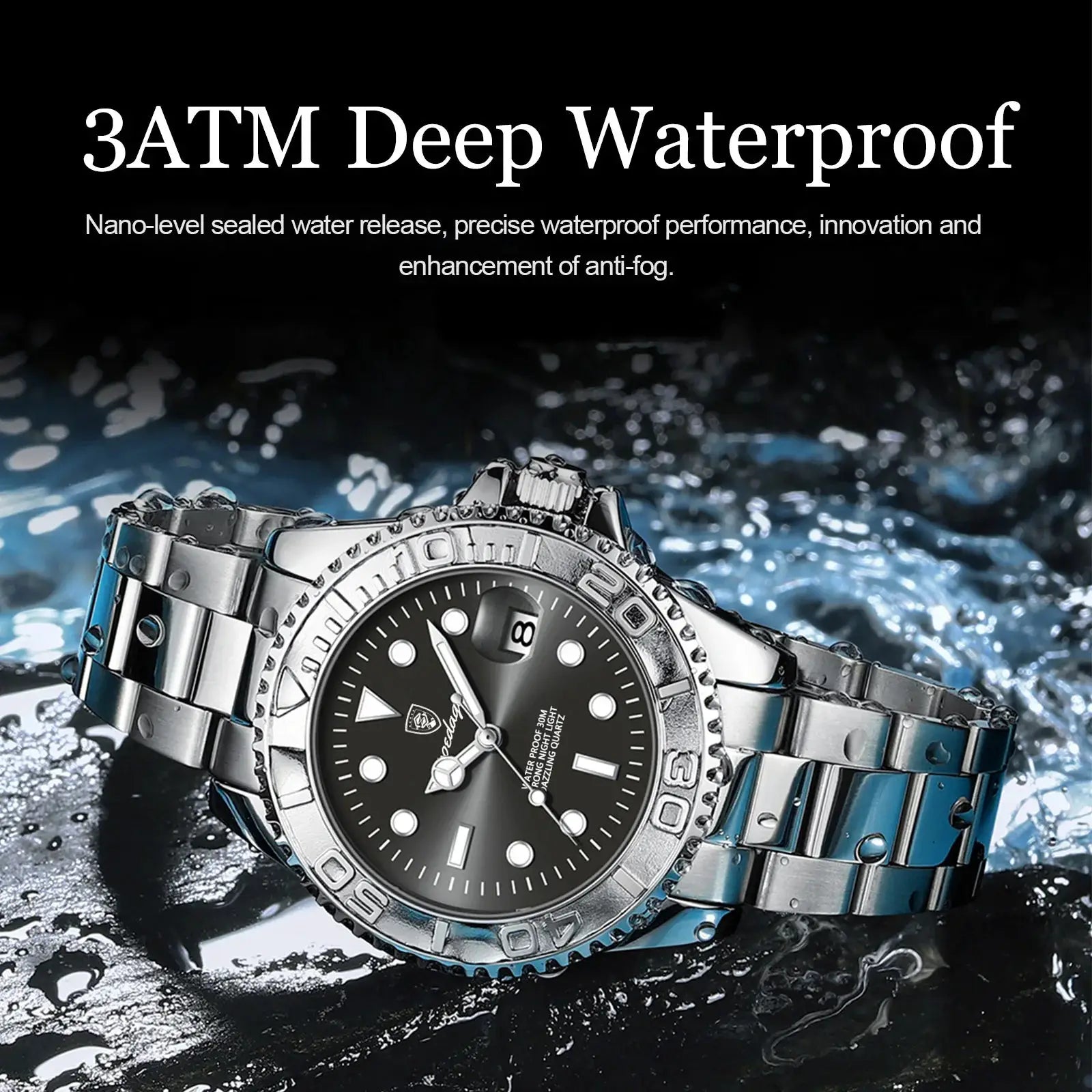 POEDAGAR Trendy Sport Man Watch Luminous Waterproof Stainless Steel Date Men Wristwatch Luxury Business Men's Quartz Watches+Box by All Mart Bristol Ltd