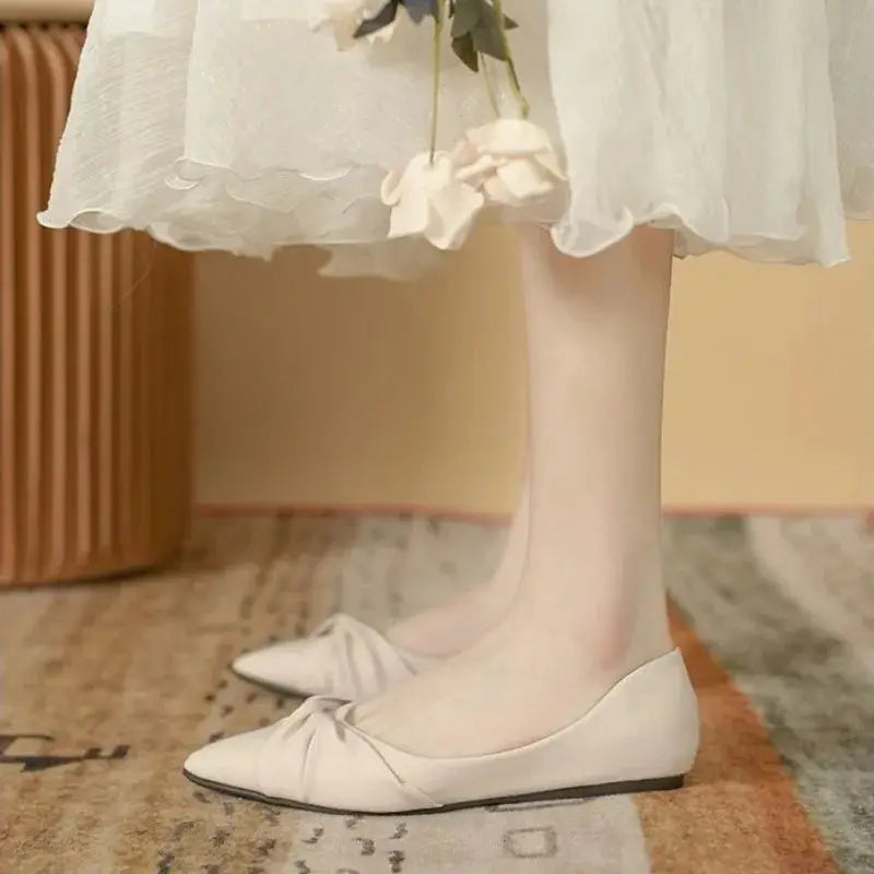 2026 Spring New Women Pointed-toe Casual Flats Shoes Senior Light Shallow Ballet Shoes Fashion Bow Ladies Slip-On Woman De Mujer by All Mart Bristol Ltd
