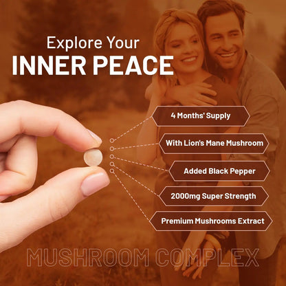 dvanced Mushroom Complex 2000mg | A super blend of 6 Mushroom with Lions Mane, Chaga, Cordyceps, Shiitake, Reishi and Maitake with Black Pepper | 120 Vegan High Strength Tablets | Made in UK by Prowise by Prowise Healthcare