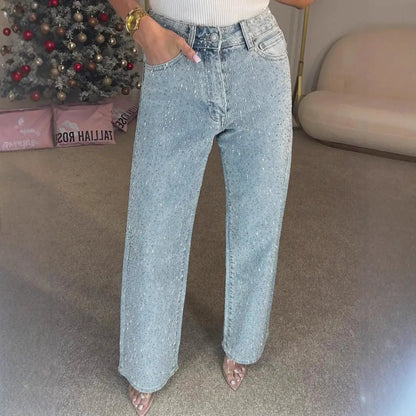 Women's High-end High Waist Straight Personalized Hot Girl High Street Trousers by Dropshipman