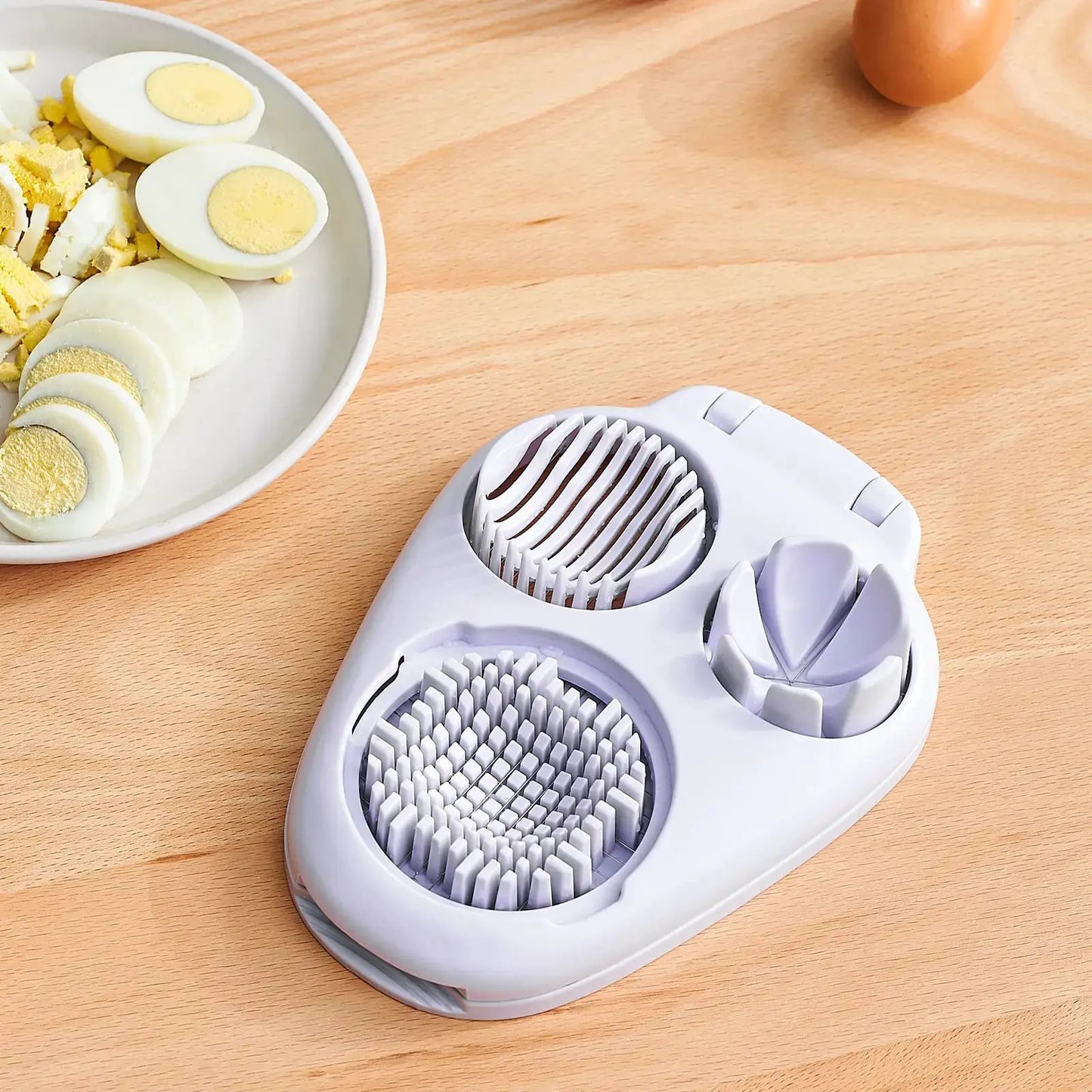 3-In-1 Multifunctional Egg Slicer, Stainless Steel Egg Cutter for Boiled Eggs, Century Eggs, Strawberry and Soft Fruits, Easy Egg Slicer Chopper for Salads, Bento and Kitchen Prep by All Mart Bristol Ltd