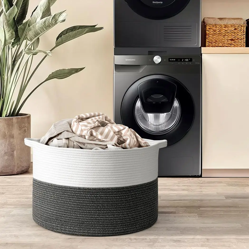 VINSANI LAUNDRY BASKET WHITE & D GREY 1010286 by Vinsani