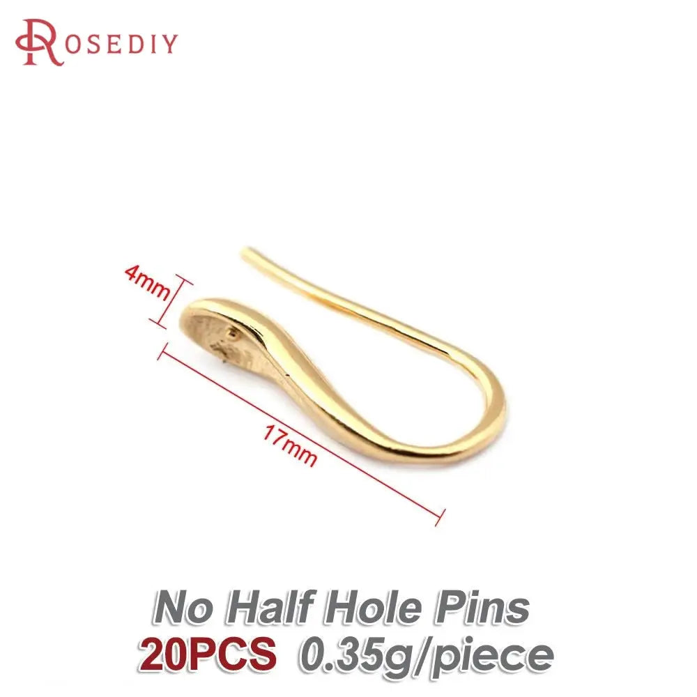 18K Gold Color Brass Can fit Half Hole Beads with Half Pins Earrings Hooks High Quality Jewelry Making Diy Findings Accessories by All Mart Bristol Ltd