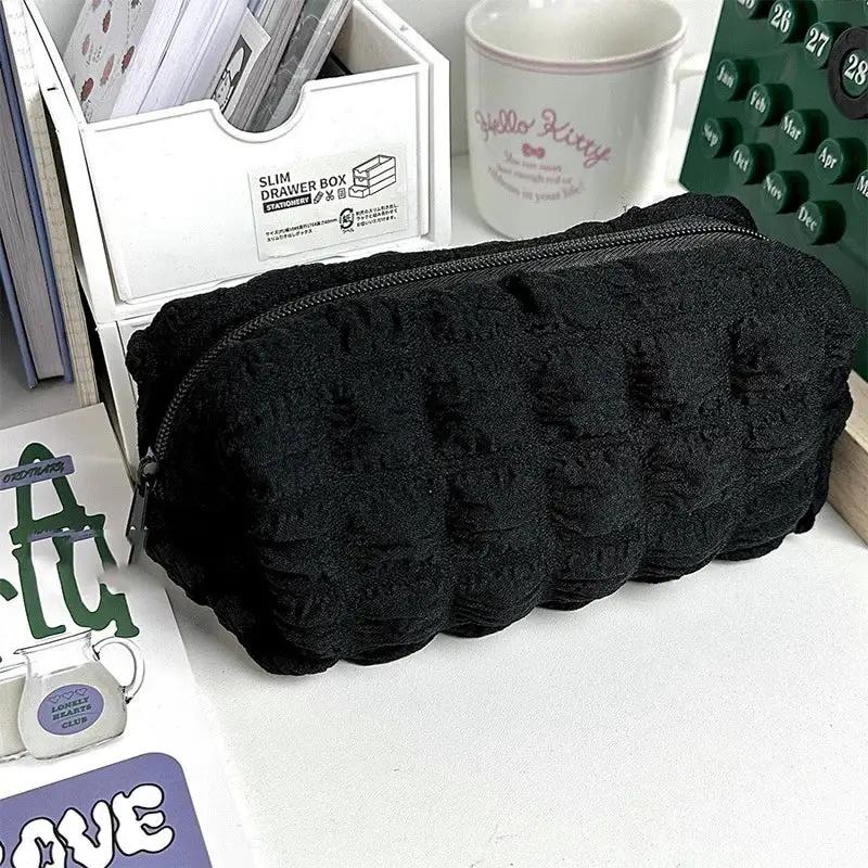 Puffs Cute Zipper Cosmetics Bag Korean Stationery Pen Case Large Capacity Women Travel Make up Toiletry Bag Washing Pouch by All Mart Bristol Ltd