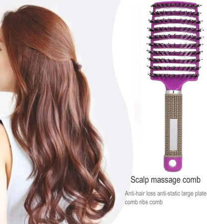 Boar Bristle Hair Brush Set – Curved & Vented Detangling Brushes in Pink & Purple by All Mart Bristol Ltd