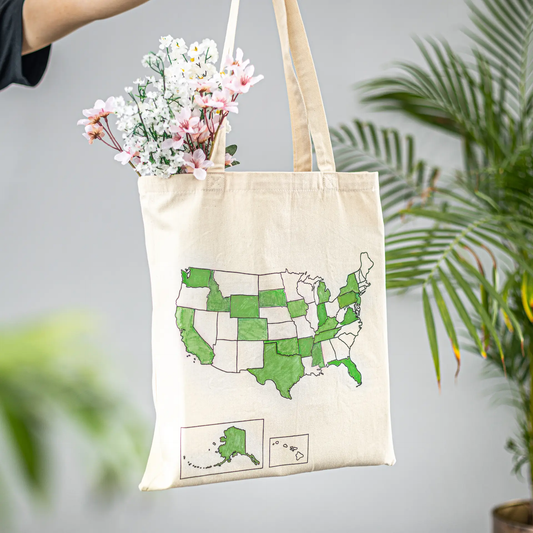 100% Cotton USA Map Colour In Tote Bag by All Mart Bristol Ltd