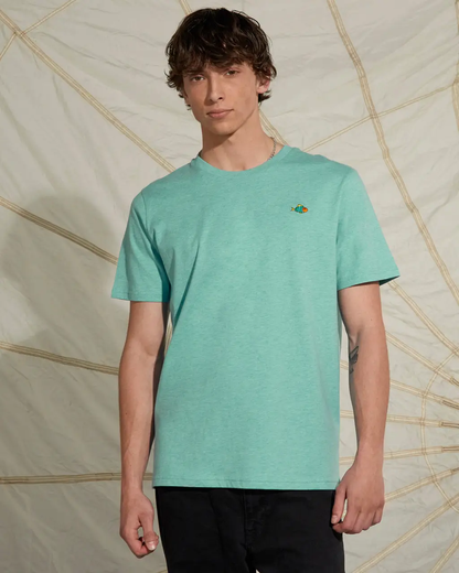 Fish Embroidered T-Shirt Heather Green by All Mart Bristol Ltd