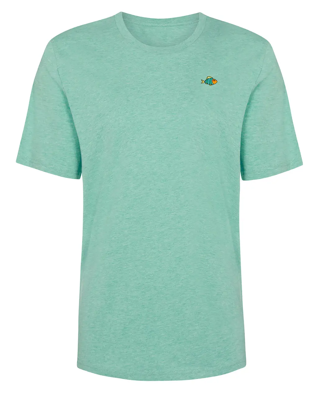 Fish Embroidered T-Shirt Heather Green by All Mart Bristol Ltd