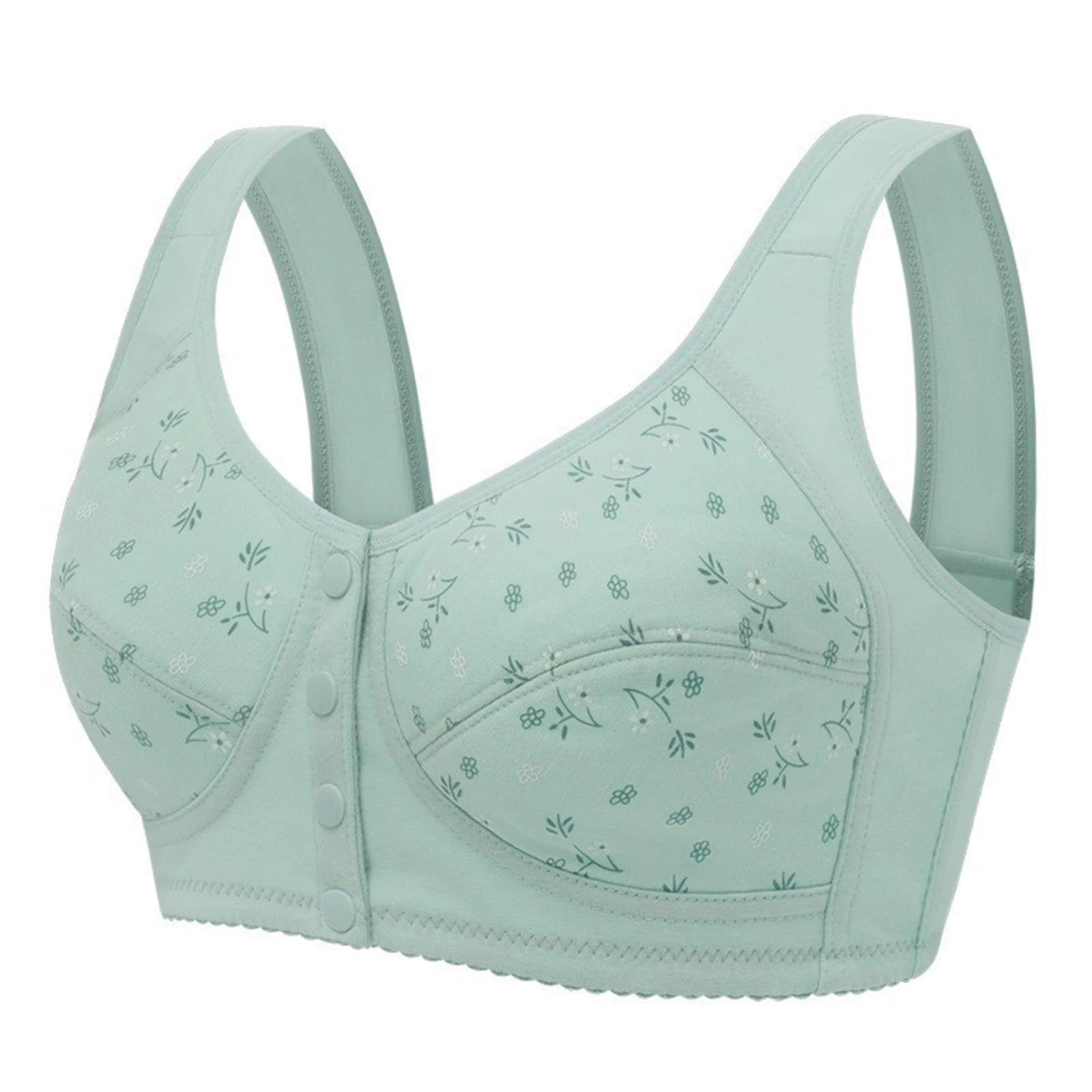 Women's Front Closure Bra Summer Printed Floral Underwear Comfortable Wire-Free Bralette Support U Back Soft Lingerie Apparel by All Mart Bristol Ltd