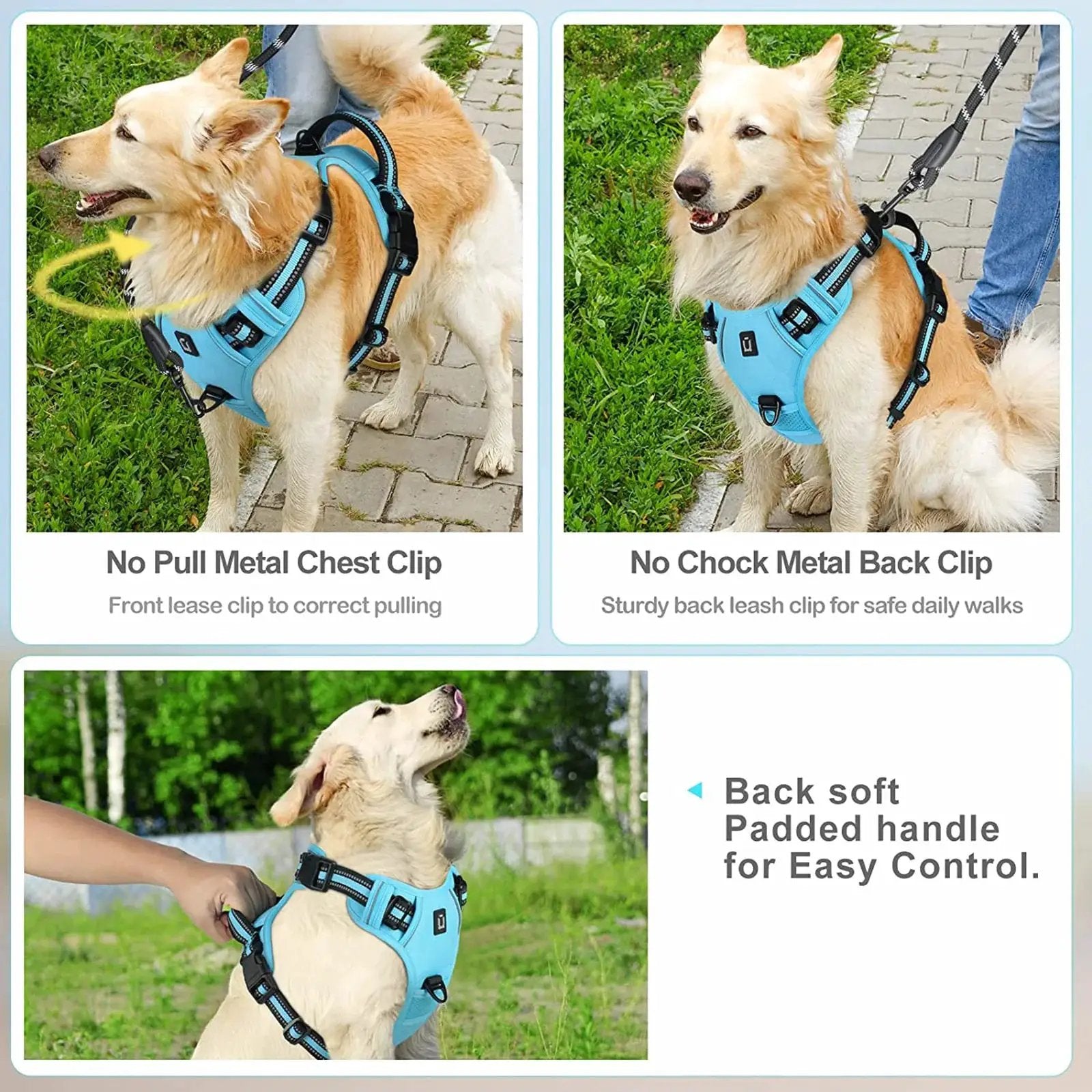 No Pull Dog Harness, Adjustable Soft Padded Pet Vest with Easy Control Handle by All Mart Bristol Ltd